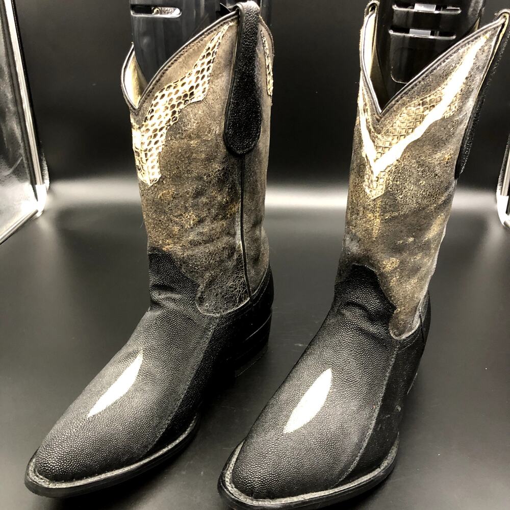 Buitre Black Sting Ray Cowboy Boots, Women's Size 9.5/EUR 40